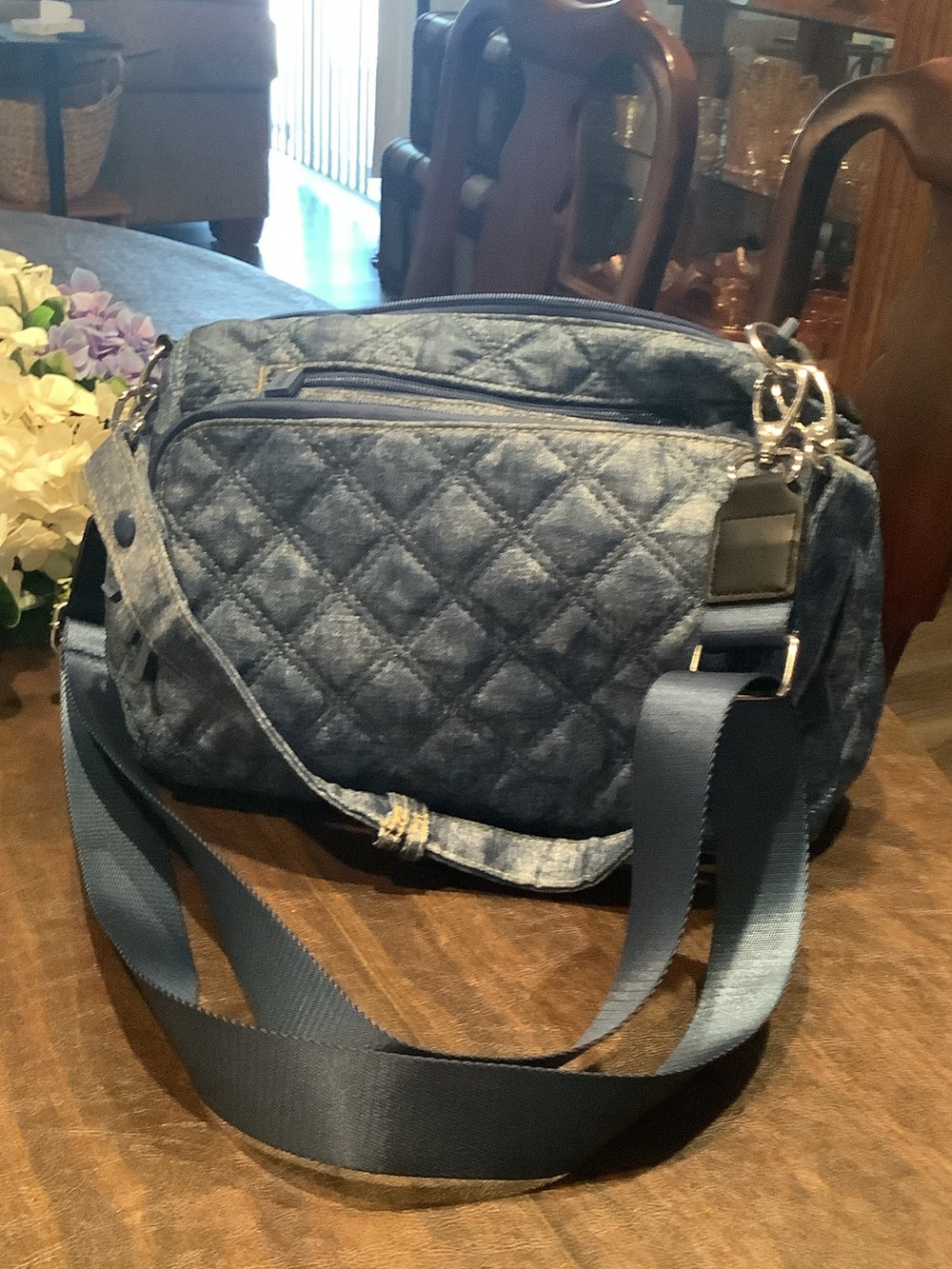 HKWIP Quilted Denim Crossbody Bag - Blue never used